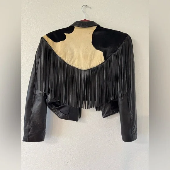 Continental Leather Fashions Leather Cowhide Fringe Jacket, Size Medium - Picture 13 of 14